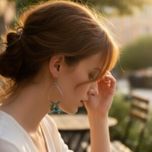 Elegant Silver and Green Dangle Earrings